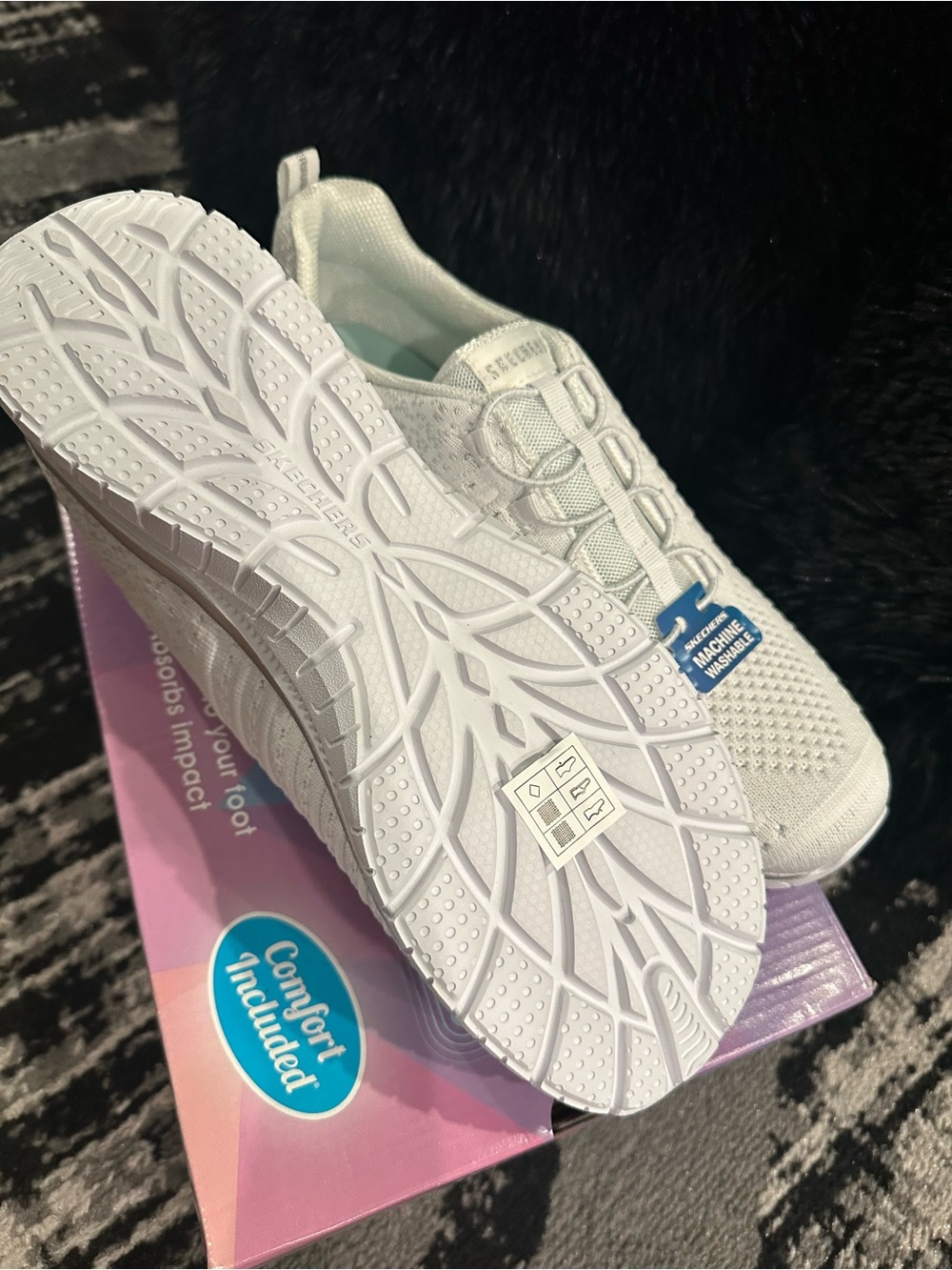 Skechers Women's Light Gray Knit Slip-On Sneakers - Picture 4 of 4